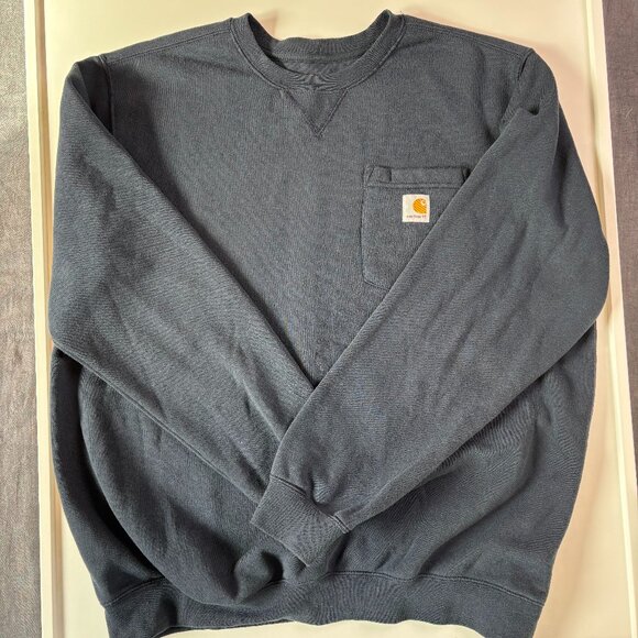 Carhartt Midweight Pocket Crewneck Sweatshirt L Navy Blue - Picture 1 of 9